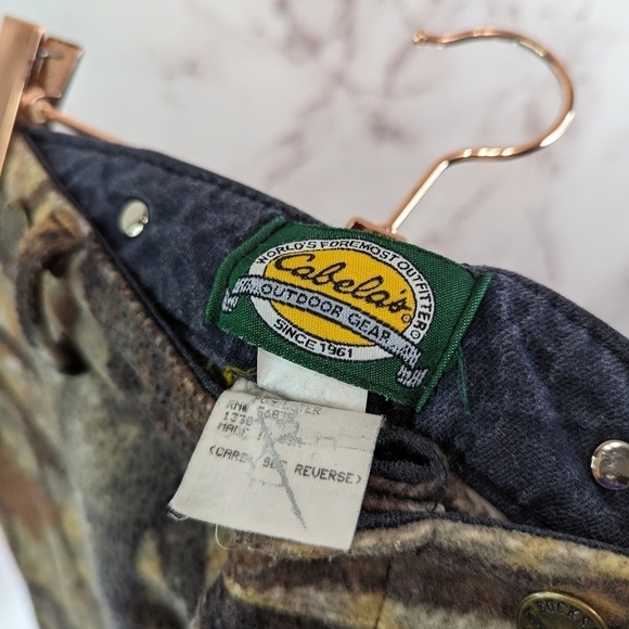 Cabelas Pants Mens 31 X 33 Camo Hunting Fleece Woodland Pockets Zipper Vintage - Picture 3 of 11